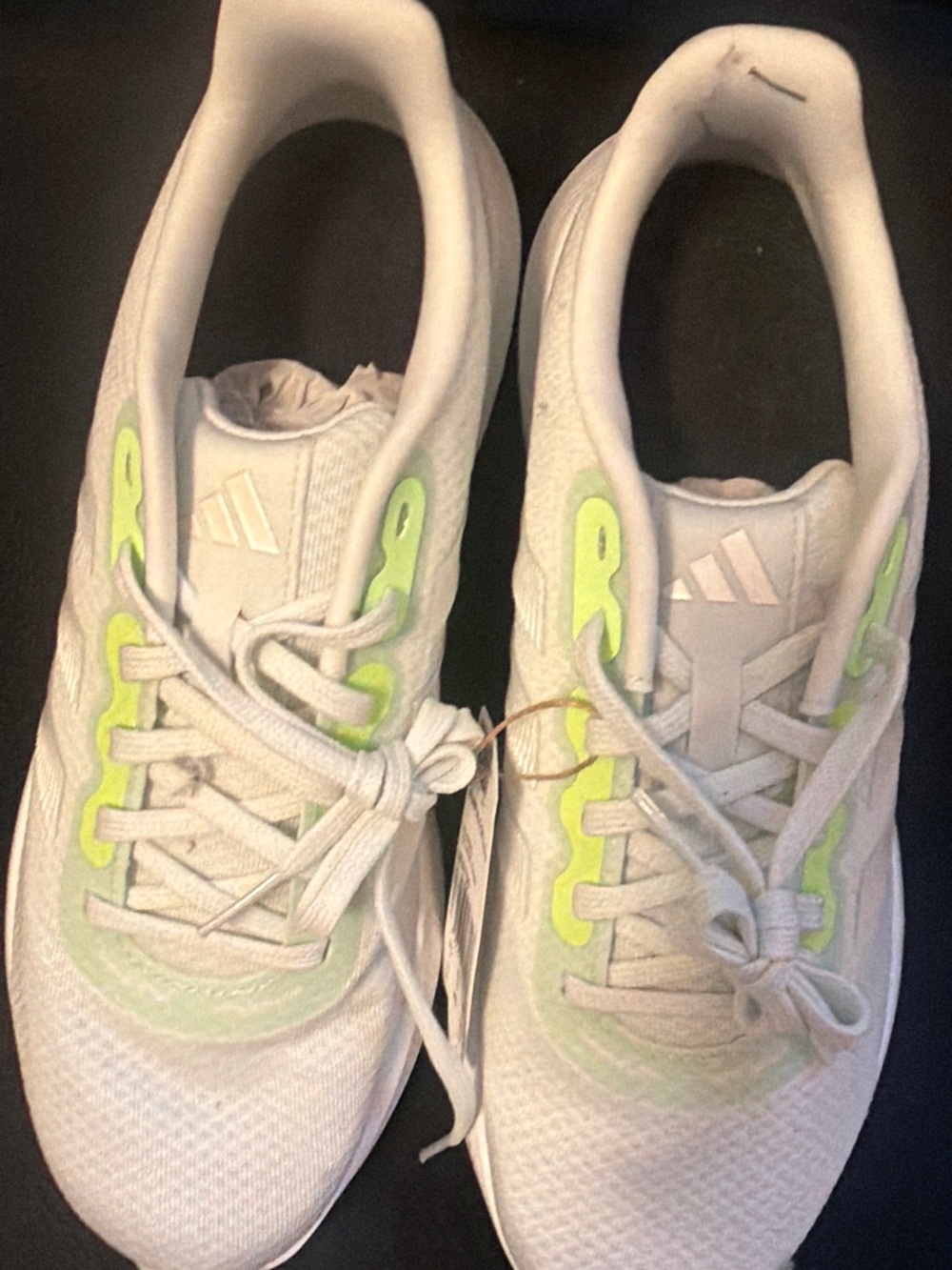 adidas Kids White Sneakers with Neon Yellow-Green Accents